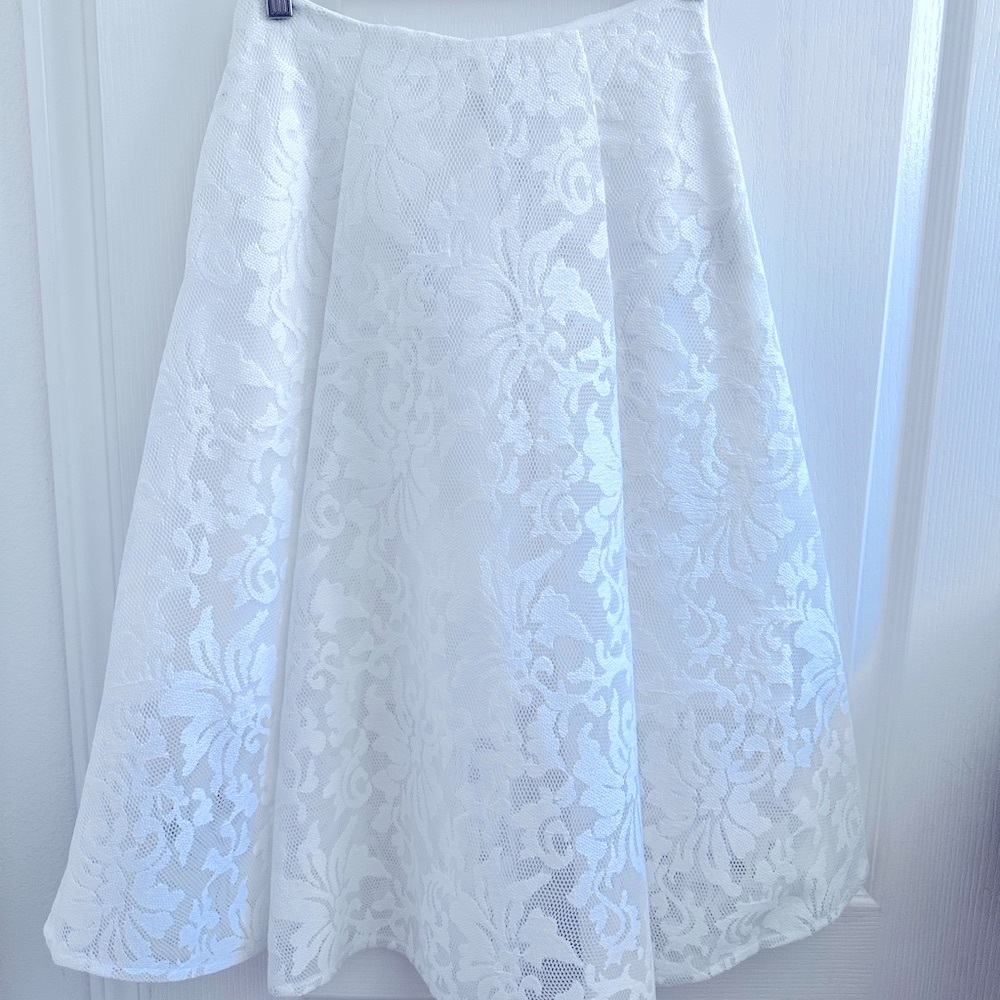 NEW Topshop White lace Midi Skirt